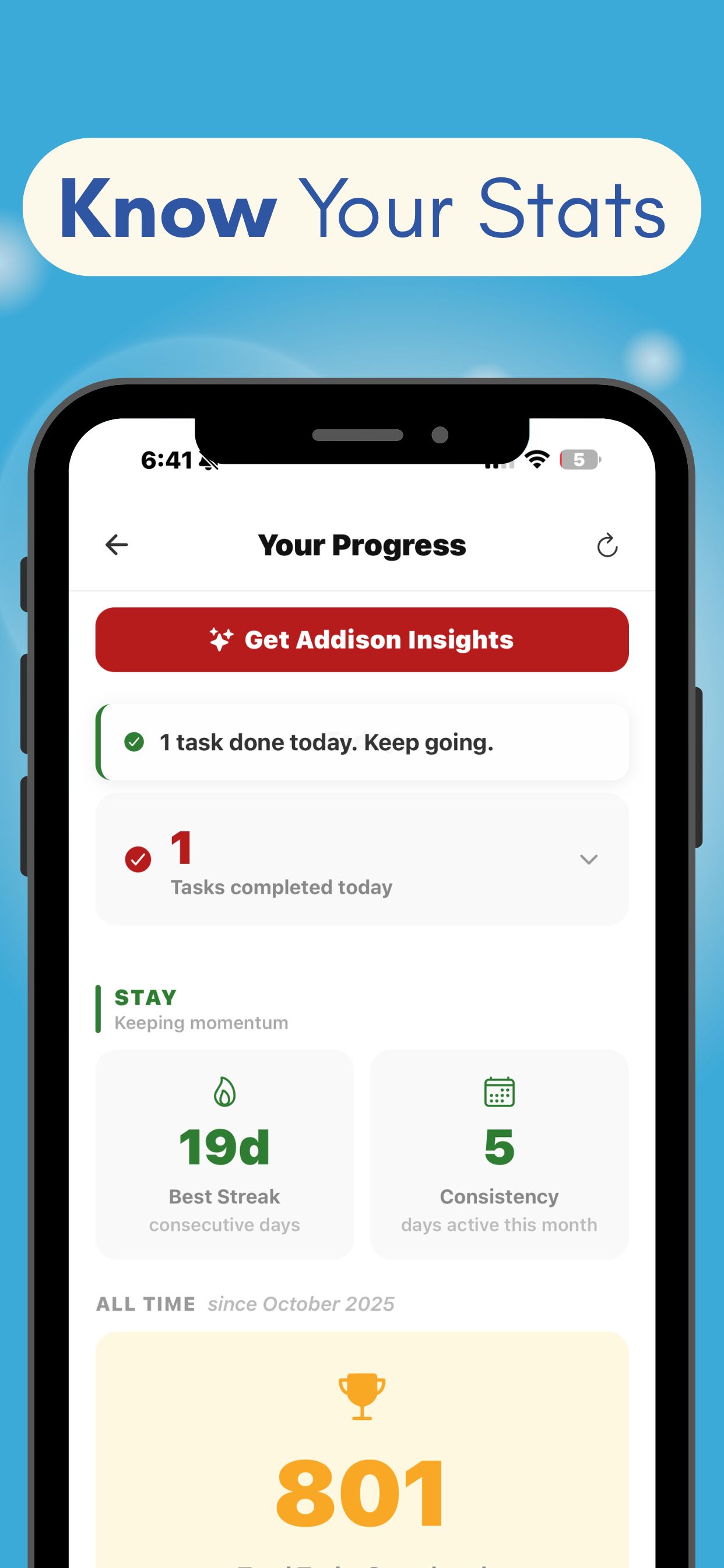Know Your Stats: track streaks and progress